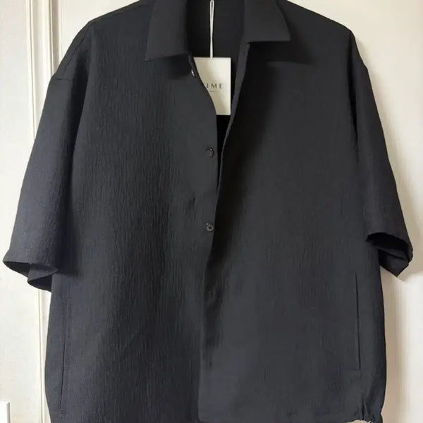 [BUNJANG] Time Homme Seersucker Drawstring Half Shirt Size 110 / 타임옴므 시어서커 드로우스트링 하프 셔츠 110사이즈