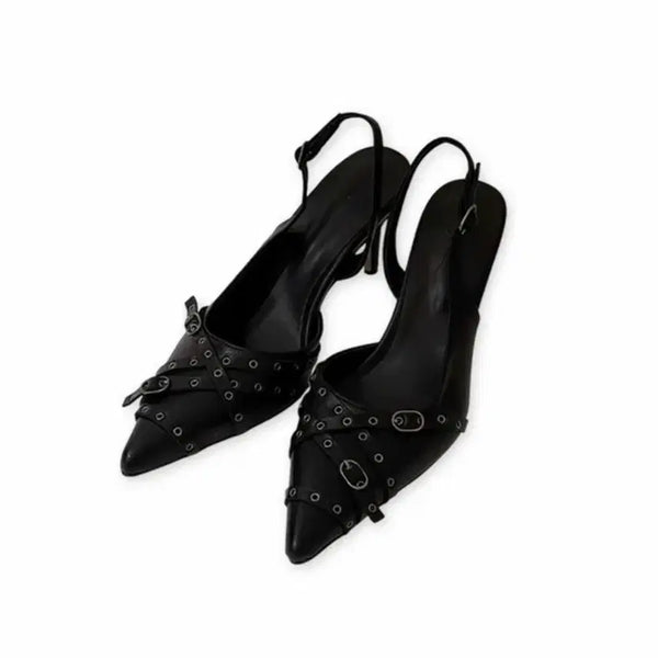 [BUNJANG] VIVIRENE BUCKLE STRAP SLINGBACK HEELS / 비브앤러브 버클 스트랩 슬링백 힐 스틸레토 구두 원가이하