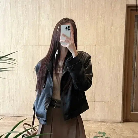 [BUNJANG] La Belle Blanc Betty Lambskin Leather Jacket / 라벨르블랑 베티 양가죽 자켓