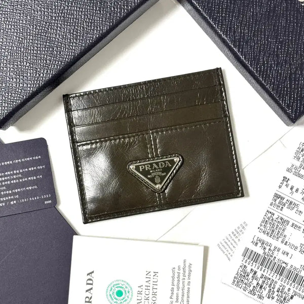 [BUNJANG] Prada Leather Military Green Card Holder / 프라다 레더 밀리터리 그린 카드지갑