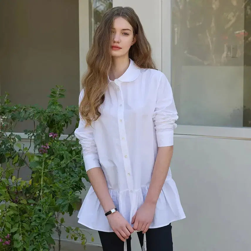 [BUNJANG] Letter From Moon Round Collar Flare Shirt Dress / 레터프롬문 라운드 카라 플레어 셔츠 원피스