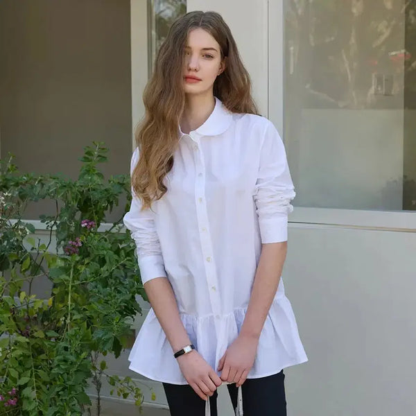 [BUNJANG] Letter From Moon Round Collar Flare Shirt Dress / 레터프롬문 라운드 카라 플레어 셔츠 원피스