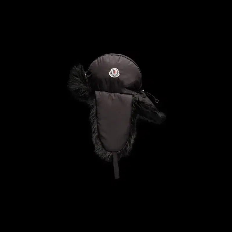 [BUNJANG] Moncler Black Flight Cap with Fur Trim / 몽클레어 플라이트캡 블랙 퍼 트리밍