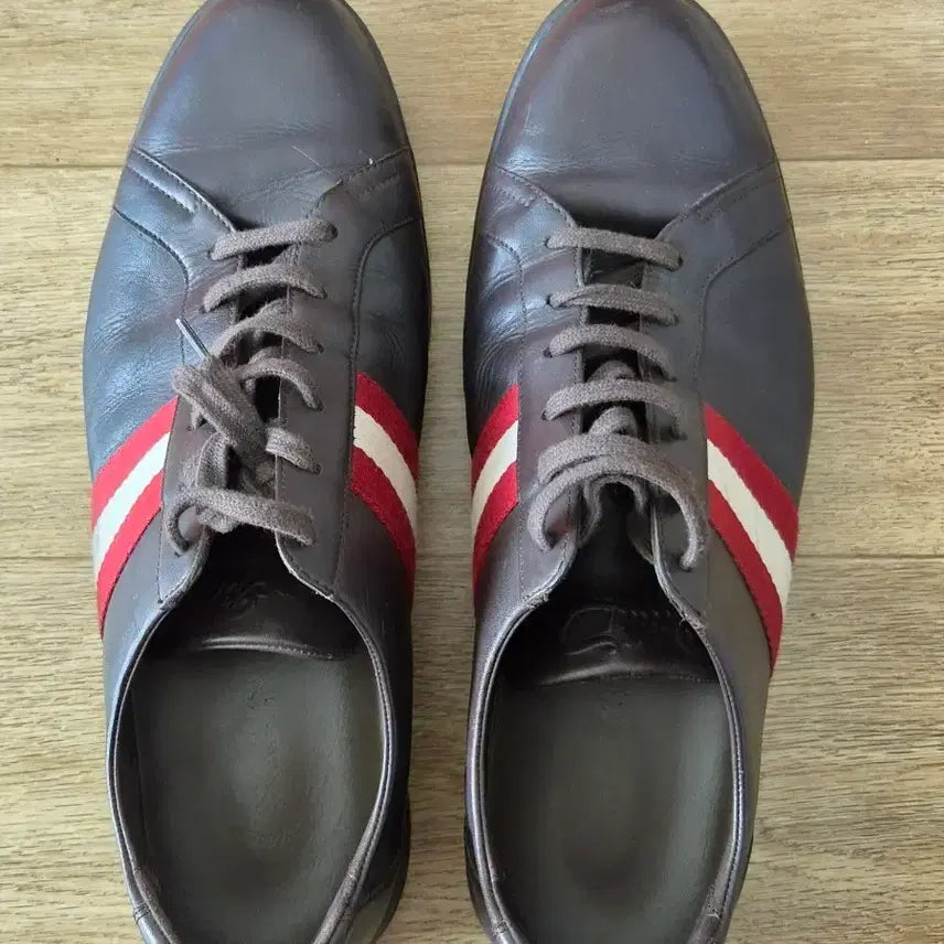 [BUNJANG] Bally Classic Tricolor Stripe Leather Sneakers (STAM/02 Brown) / [EU 9 / 275-280] 발리(Bally) 삼색선 가죽 스니커즈 (STAM)