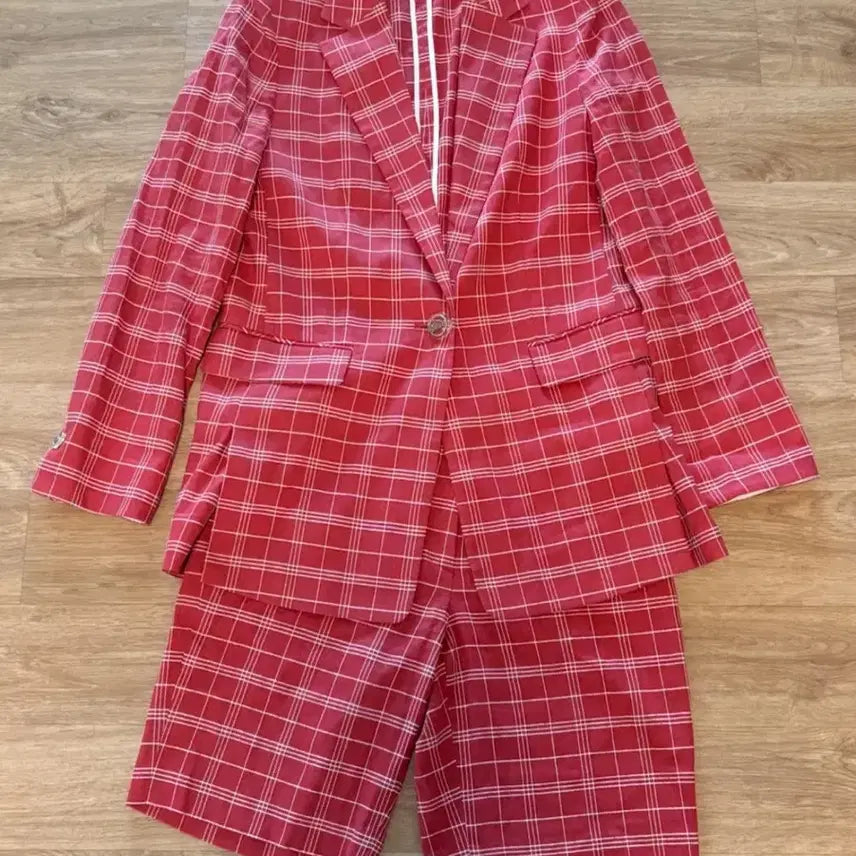 [BUNJANG] JIGOTT Linen Check Jacket & Shorts Setup / JIGOTT 지고트 린넨 체크 자켓 & 반바지 셋업