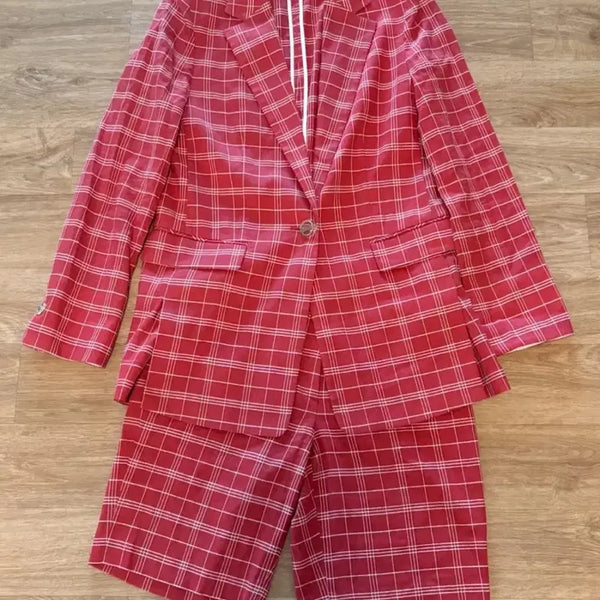 [BUNJANG] JIGOTT Linen Check Jacket & Shorts Setup / JIGOTT 지고트 린넨 체크 자켓 & 반바지 셋업