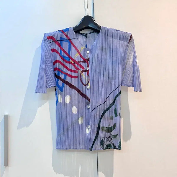 [BUNJANG] Pleats Please Sheer Print Blouse / 플리츠플리즈 셔츠 블라우스