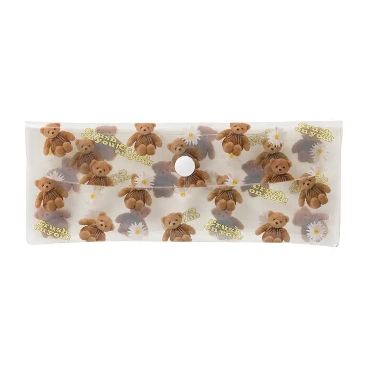 [BUNJANG] ARTBOX Gomflower PVC Multi Pouch Clear Pencil Case Cosmetic Bag / 새상품 아트박스 곰플라워 PVC 멀티 파우치 투명 필통 화장품 (17004261)