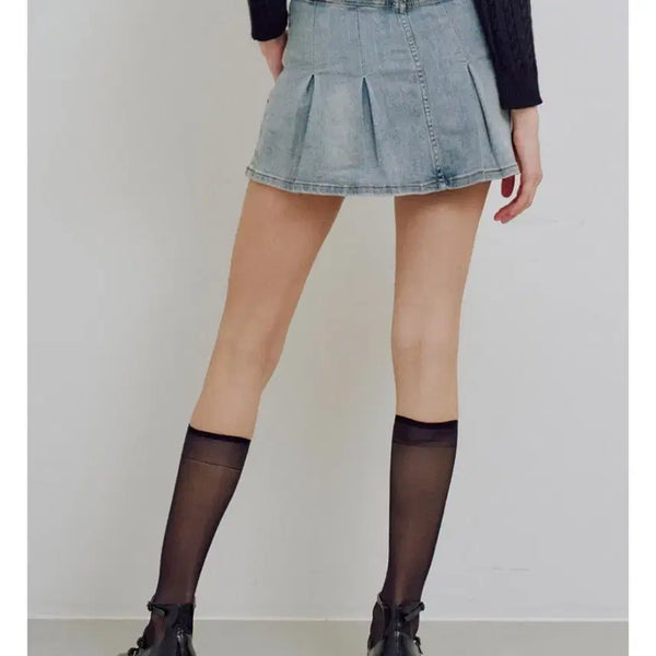 [BUNJANG] Zero Planet Denim Pleated Skirt Pants / 제로플래닛 데님 플리츠 스커트 팬츠