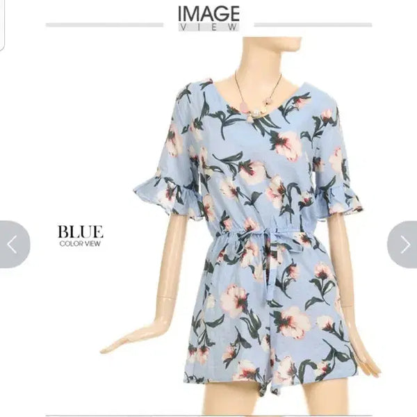 [BUNJANG] Sky Blue Floral Print Jumpsuit / 하늘색 꽃무늬 점프수트