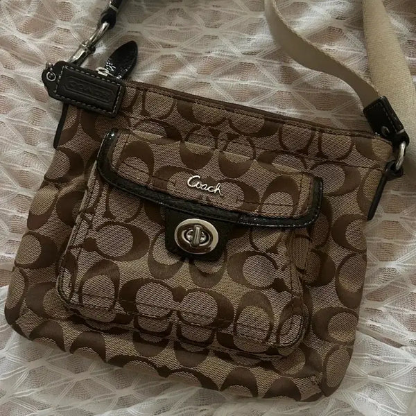 [BUNJANG] Coach Signature Canvas Crossbody Bag Brown / 코치 시그니처 크로스백 브라운