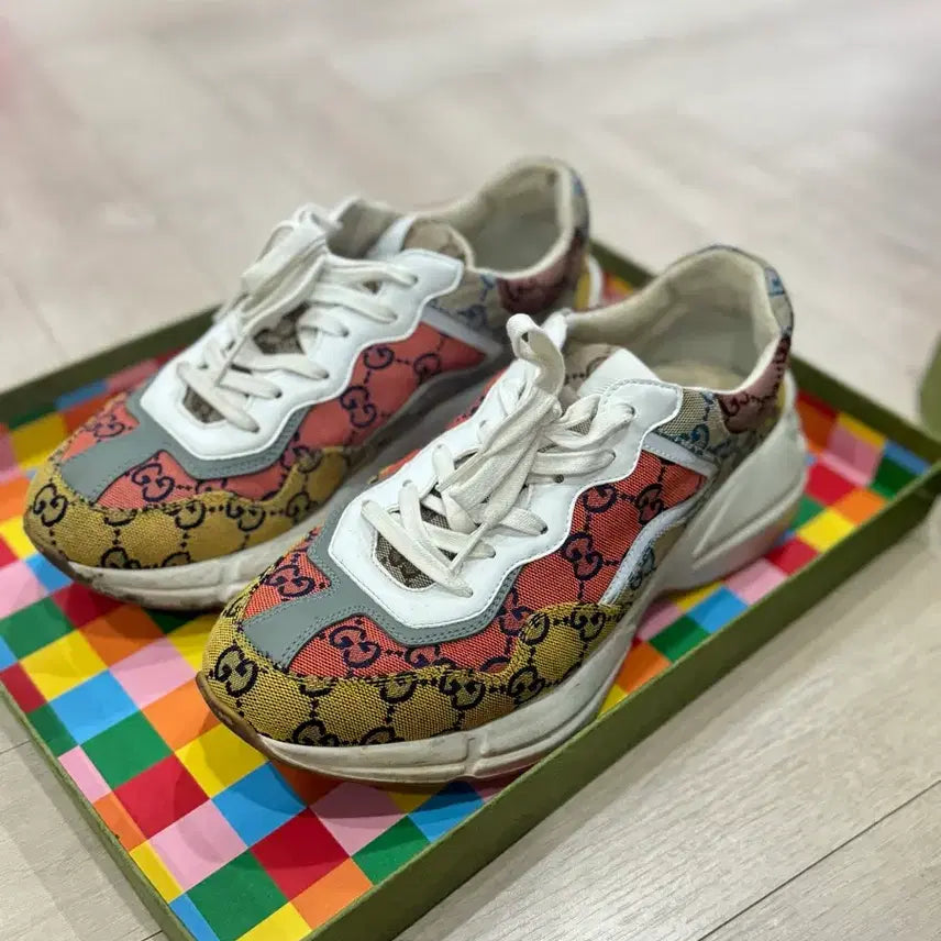 [BUNJANG] Gucci Rhyton Leather Sneakers - Size 42 / 구찌 라이톤 (사이즈 42) 풀박스