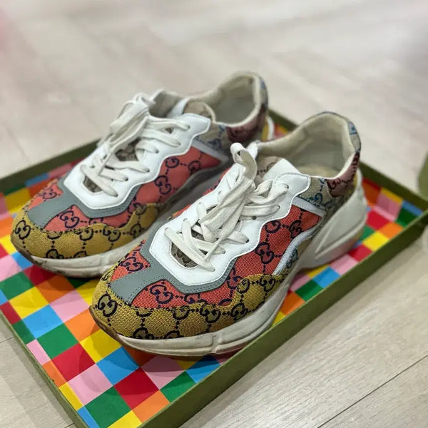 [BUNJANG] Gucci Rhyton Leather Sneakers - Size 42 / 구찌 라이톤 (사이즈 42) 풀박스