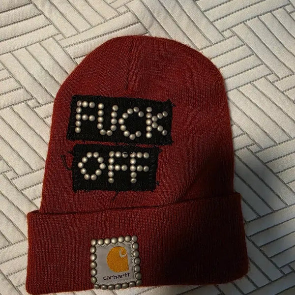 [BUNJANG] FAMOUS Custom Carhartt Beanie Burgundy / 페이머즈 칼하트 비니