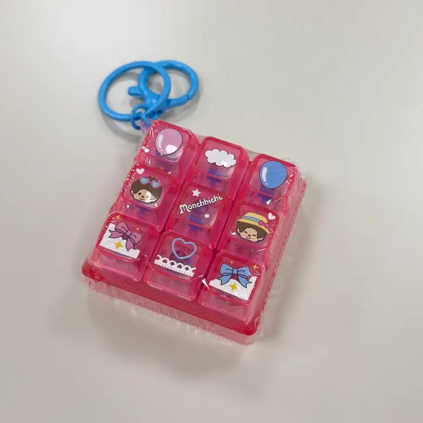 [BUNJANG] Monchhichi Pink 9-Piece Keycap Keychain / [새상품] 몬치치 핑크 9구 키캡키링