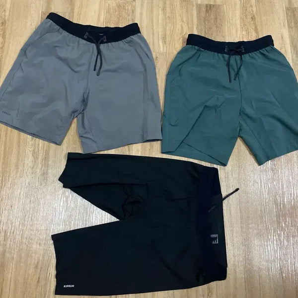 [BUNJANG] Decathlon Run Dry 500 Half Tights Grey/Smoke Green S/L / 데카트론 런드라이 500 그레이,스모크그린 S 하프타이즈 L