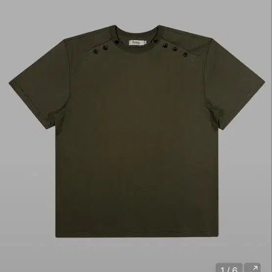 [BUNJANG] Hue Double-Sided Button Henley Neck Khaki / 휴이 더블 사이드 버튼 헨리넥 카키