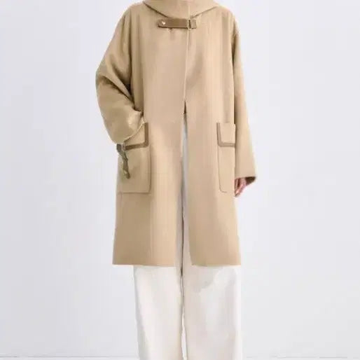 [BUNJANG] Time Cashmere 100% Hooded Coat Beige Size 55 (New) / 26년 타임 캐시미어100 후드 코트 (새상품)