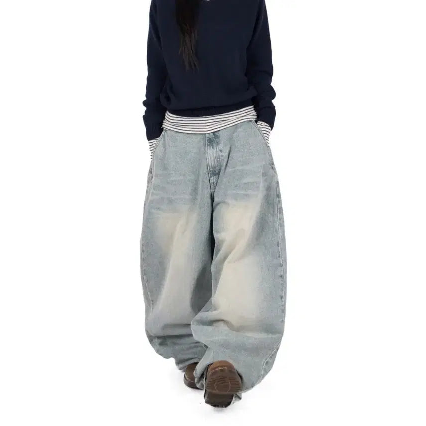 [BUNJANG] Litkimm Bean Balloon Jeans Light Blue / 릿킴 BEAN BALLOON JEANS