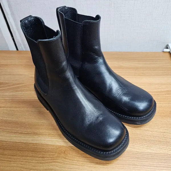 [BUNJANG] Musinsa Standard x Kang Stylist Round Square Chelsea Boots Black 255mm / 무신사 스탠다드 x 깡스타일리스트 첼시 부츠 255mm