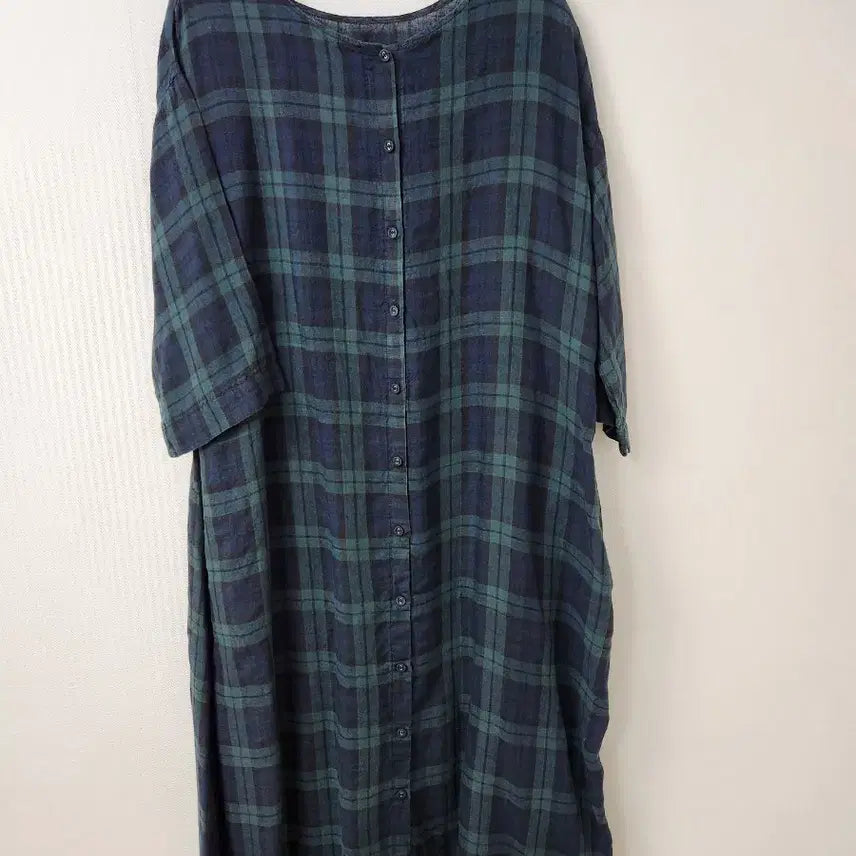 [BUNJANG] Linen Check Long Dress / 린넨 체크 롱 원피스
