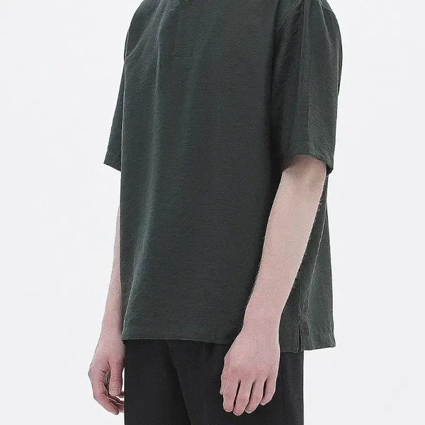 [BUNJANG] Customellow Men's Henry Neck Short Sleeve T-Shirt Green / [100] 커스텀멜로우 코오롱 남자 헨리넥 반팔 티셔츠 그린