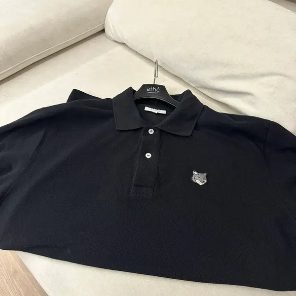 [BUNJANG] Maison Kitsuné Fox Head Patch Black Short Sleeve Polo Shirt / [삼성물산정품] 메종키츠네 폭스헤드 반팔 카라티 블랙 새상품