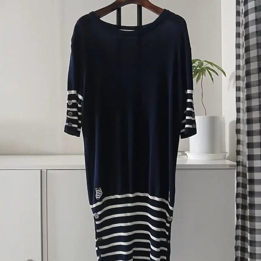 [BUNJANG] Lucky Chouette Striped Summer Knit Dress / 럭키슈에뜨 스트라이프 여름니트 원피스
