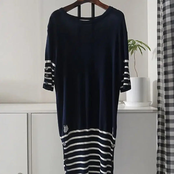 [BUNJANG] Lucky Chouette Striped Summer Knit Dress / 럭키슈에뜨 스트라이프 여름니트 원피스