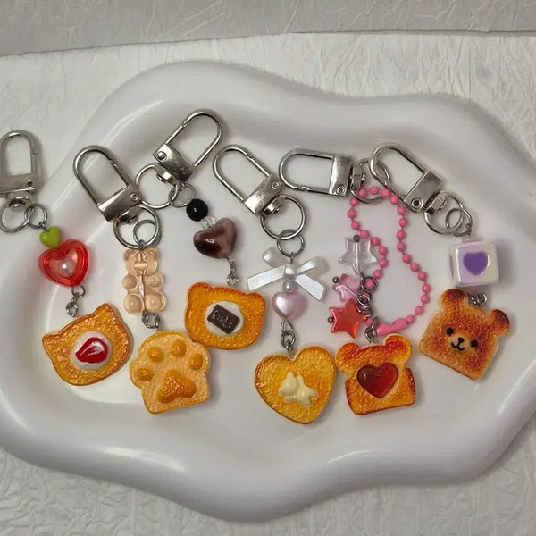 [BUNJANG] Bread Charm Beaded Keychain / 식빵키링 비즈키링
