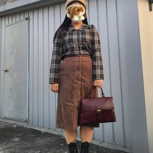 [BUNJANG] Sailor Check Blouse with Brushed Lining / 반값택포)기모 세일러 체크블라우스