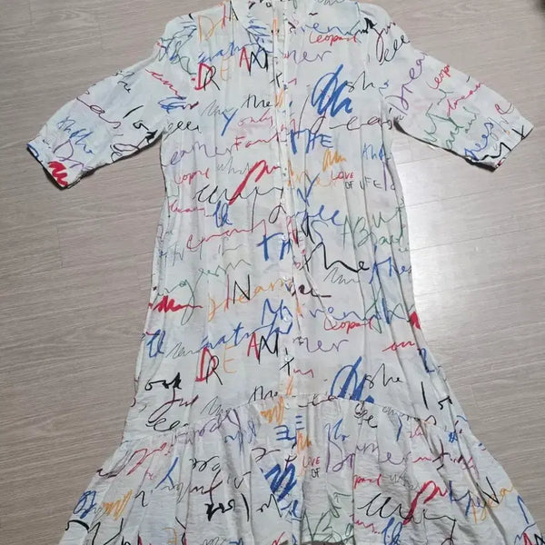 [BUNJANG] Culture Call Lettering Fashion White Long Dress / 컬처 콜 레터링 패션 화이트 롱 원피스 CULTURE CALL