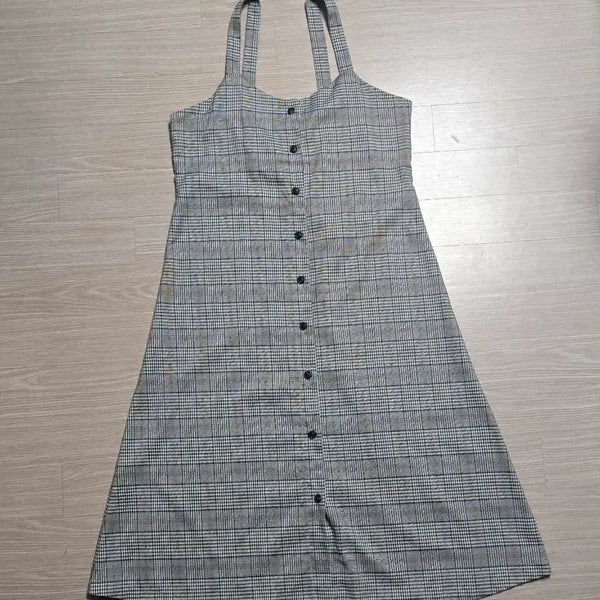 [BUNJANG] Black Label Plaid Bustier Long Dress / 블랙라벨 BLACK LABEL 체크무늬 뷔스티에 롱 원피스