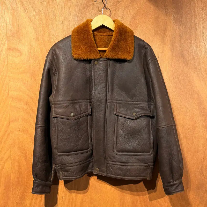 [BUNJANG] EOEO Genuine Leather & Shearling Bomber Jacket (G-1) / 타임세일)EOEO 양가죽 양털 시어링 봄버 자켓 L G-1 무스탕