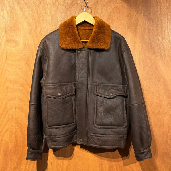 [BUNJANG] EOEO Genuine Leather & Shearling Bomber Jacket (G-1) / 타임세일)EOEO 양가죽 양털 시어링 봄버 자켓 L G-1 무스탕