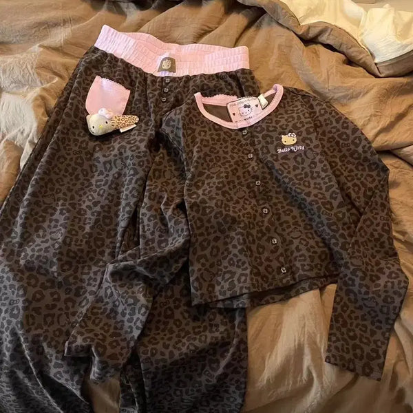 [BUNJANG] Hello Kitty Leopard Pajamas Set / 헬로키티 레오파드 잠옷