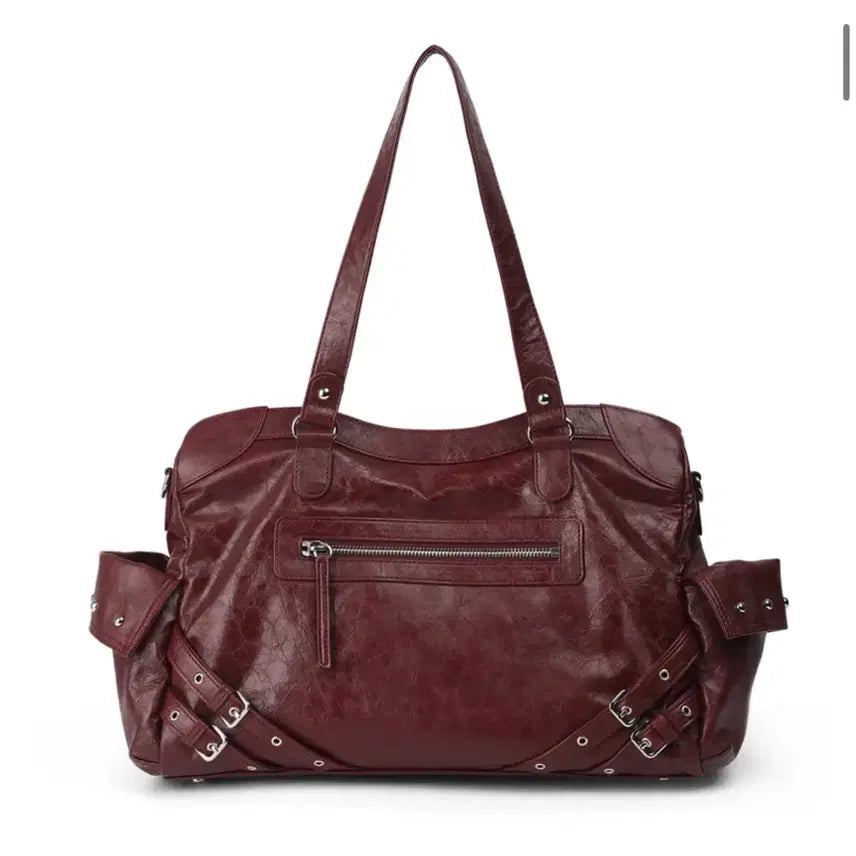 [BUNJANG] Dainit STUD POCKET BIG BAG in Burgundy / 다이닛 STUD POCKET BIG BAG IN BURGUNDY