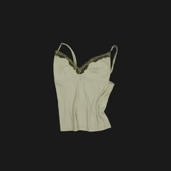 [BUNJANG] Verso Lace Bralette Camisole Top - Lime Olive / 베르소 Lace Bralette Camisole Top Lime olive
