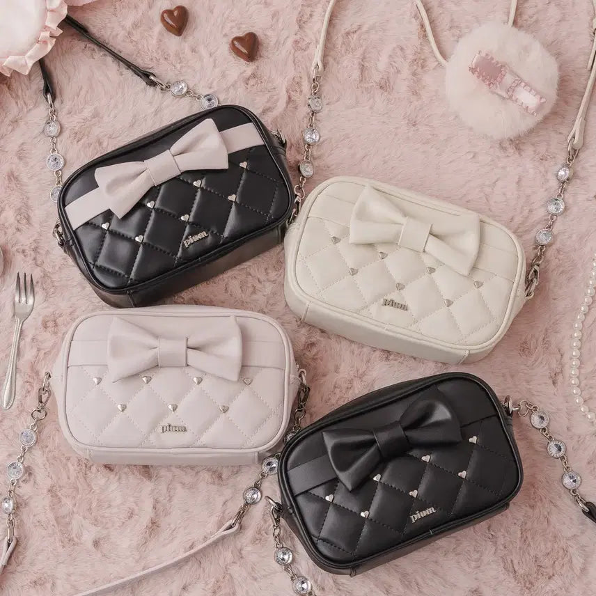 [BUNJANG] Pium Quilted Heart Mini Pochette Bag / pium 피움 하트 퀄팅 리본 미니 포쉐트 가방