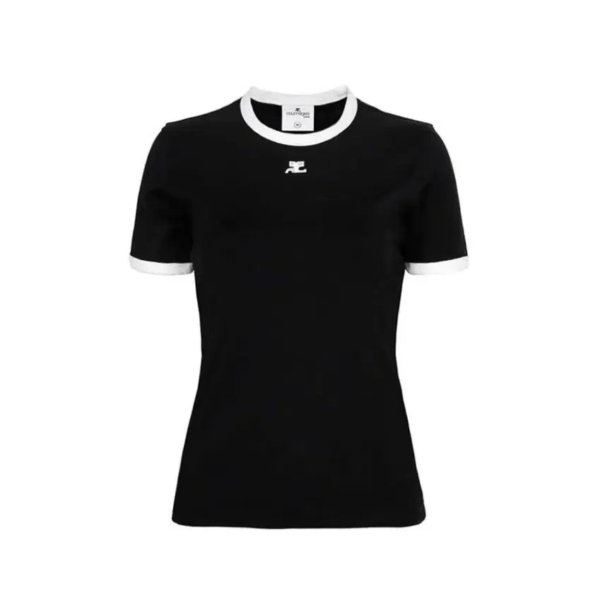 [BUNJANG] Courreges Logo Short Sleeve T-Shirt Black / 꾸레쥬 반팔 2xl 체감 L