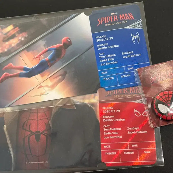 [BUNJANG] Spider-Man Special Ticket (2 Types) + Pin Badge + Lenticular Poster Bundle Set / 3종 일괄) 스파이더맨 스페셜티켓(2종)+핀뱃지+렌티큘러 포스터