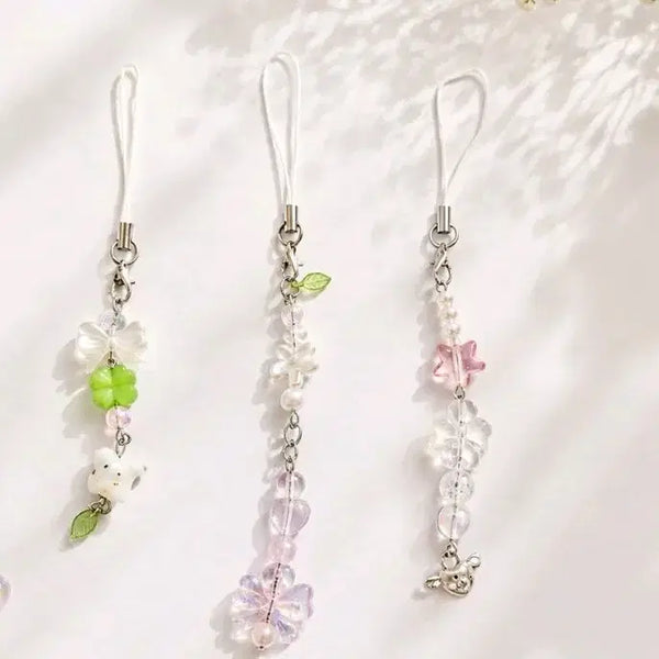 [BUNJANG] Handmade Beaded Keychain / Phone Strap - Clover, Butterfly, Star Designs / 비즈 키링 / 핸드폰 스트랩 / 귀여운 액세서리