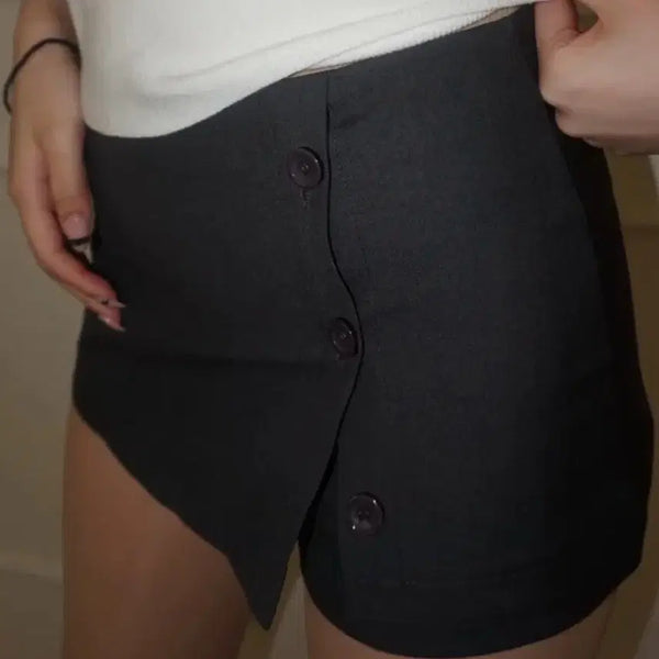 [BUNJANG] Side Button Wrap Mini Skirt Shorts / 사이드 버튼 랩 미니스커트 반바지 내장