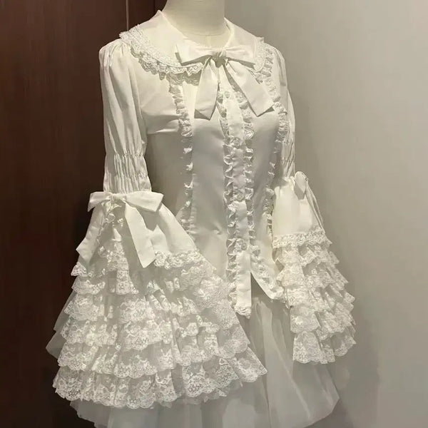 [BUNJANG] Lolita White Lace Ruffle Dress / 로리타 원피스 화이트 레이스 프릴