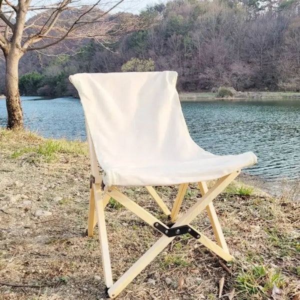 [BUNJANG] TN Camping Wooden Low Chair (Ivory) / TN 캠핑 원목 우드 로우체어(아이보리)