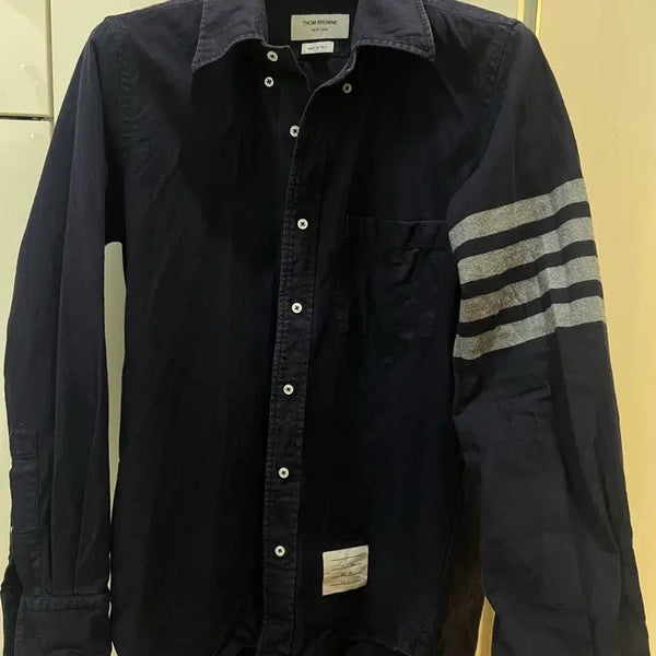 [BUNJANG] Thom Browne Navy Four Bar Shirt / 26fw 톰브라운 네이비 4바셔츠 100