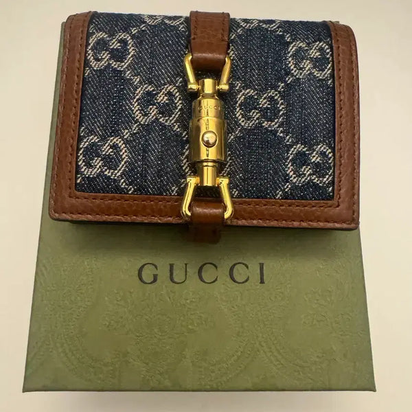 [BUNJANG] Gucci Bamboo Denim Wallet Brown / 구찌 뱀부 데님 반지갑 브라운