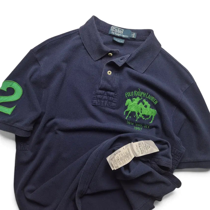 [BUNJANG] Polo Ralph Lauren Men's M Green Pony Logo Polo Shirt Navy / [M] 폴로 랄프로렌 기마로고 PK 카라티 네이비