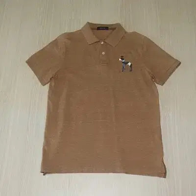 [BUNJANG] Hazzys Big Logo Beige Short-Sleeve Polo T-Shirt (Size 100) / (100)709-4D. 헤지스/빅로고 베이지 반팔카라티셔츠