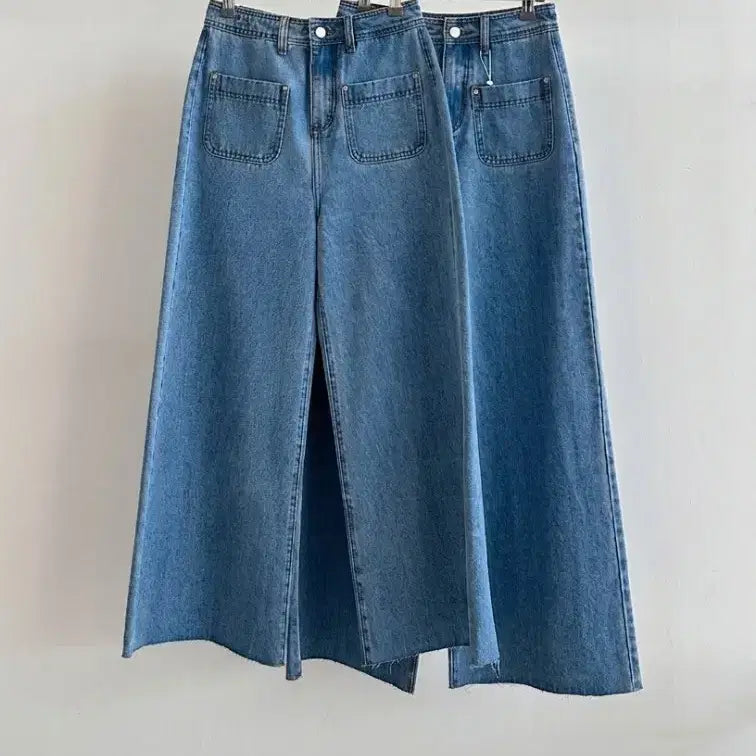[BUNJANG] Light Wash Denim Wide Leg Pants / 데님 와이드 팬츠